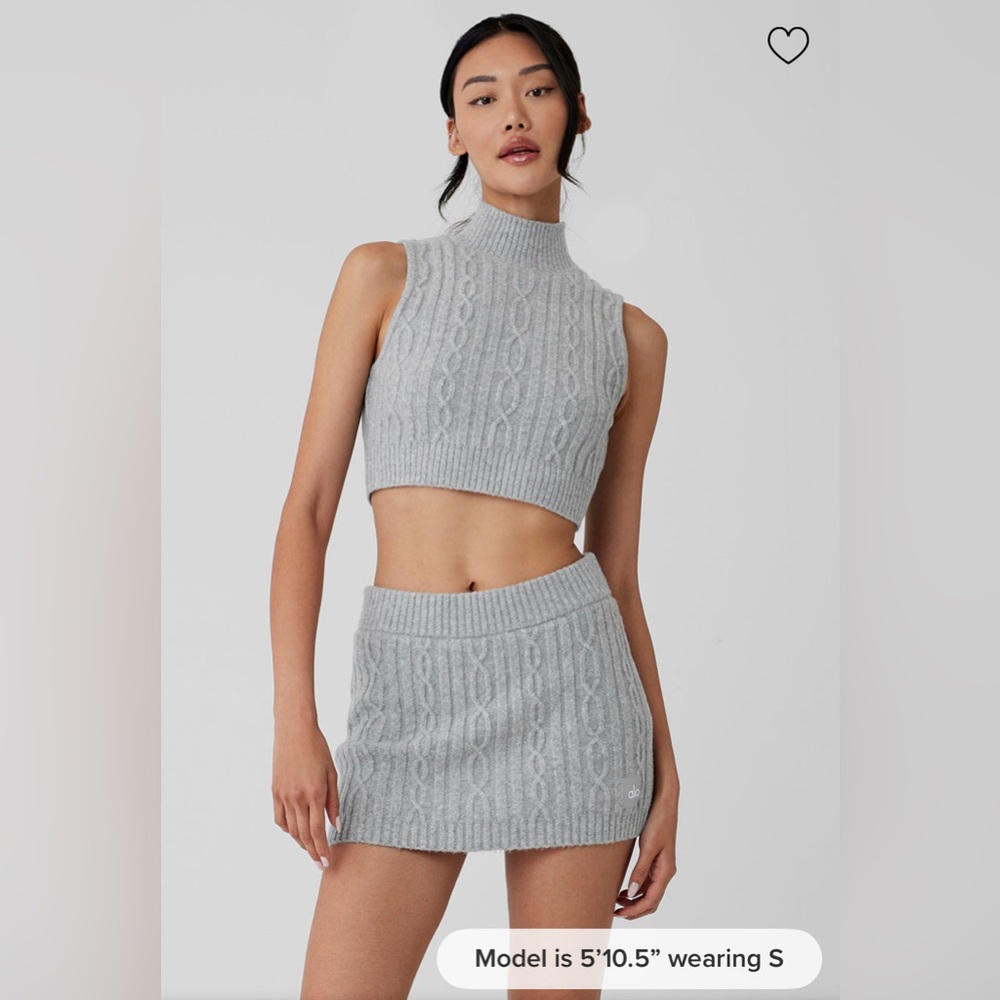 ALO Yoga Gray Cable Knit Tank Top